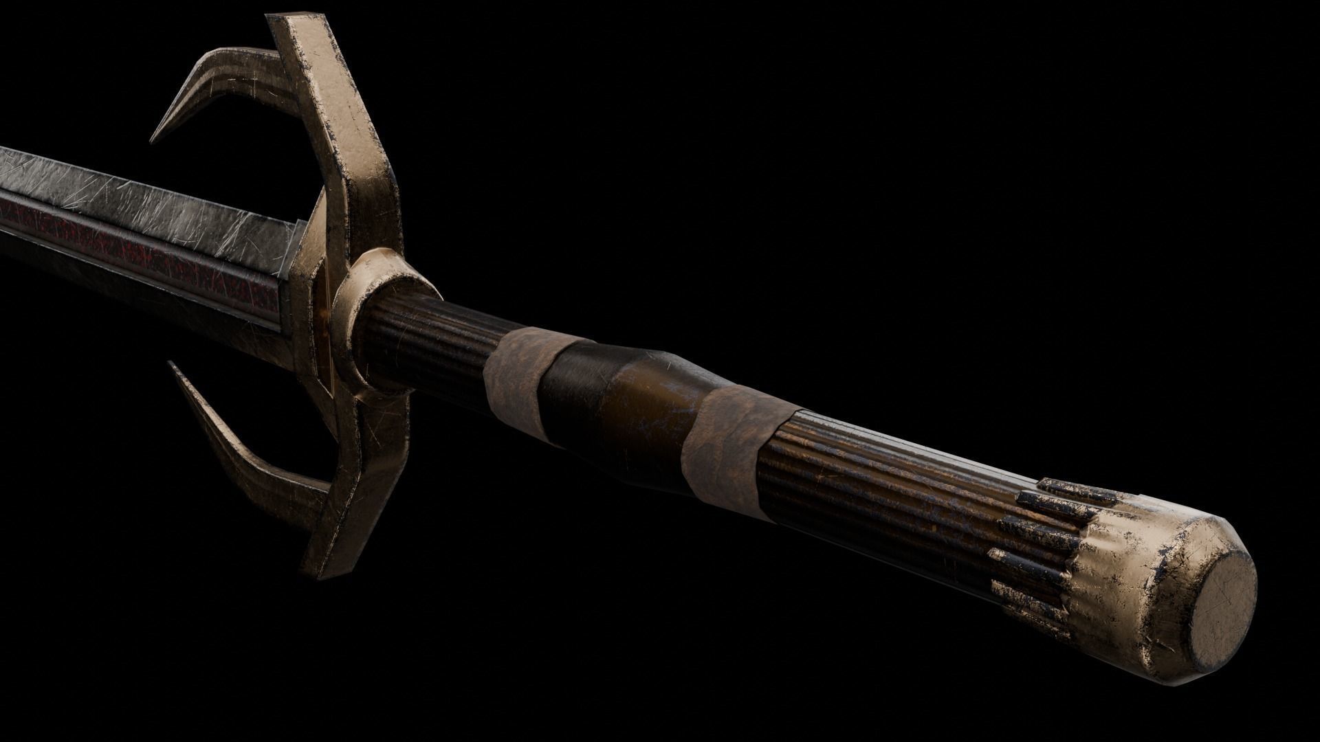 Fantasy sword Low-poly 3D model_1