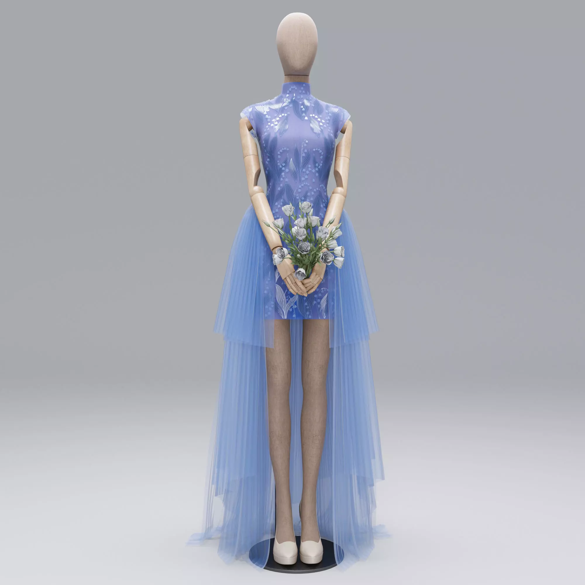 wedding dress Blue 3D model