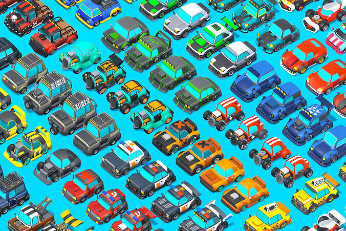 Vehicles Full Pack - Low Poly Cars - 100 Cars Low-poly 3D model