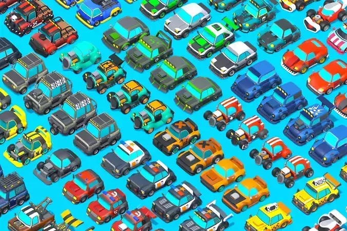Vehicles Full Pack - Low Poly Cars - 100 Cars Low-poly 3D model