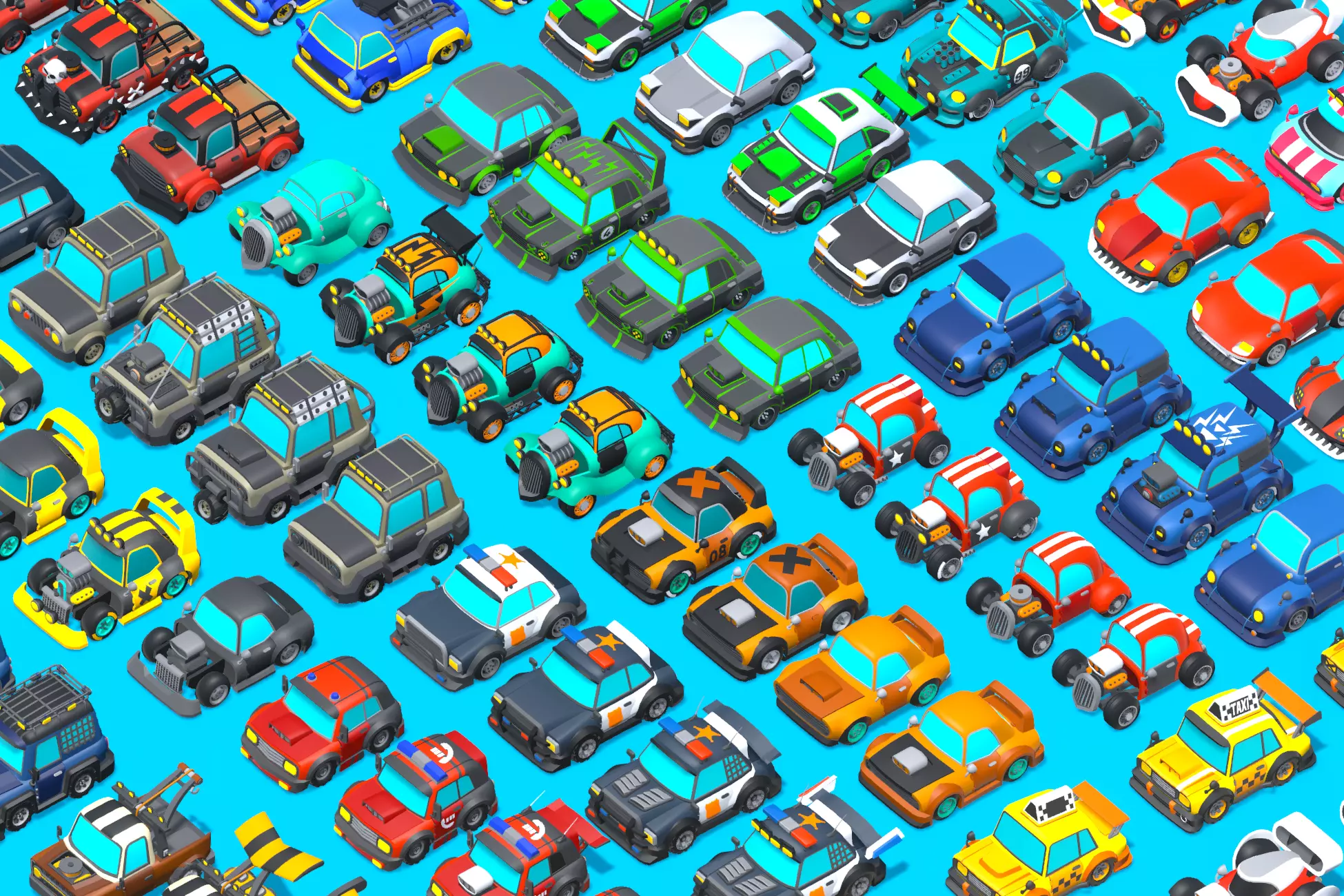 Vehicles Full Pack - Low Poly Cars - 100 Cars Low-poly 3D model_0