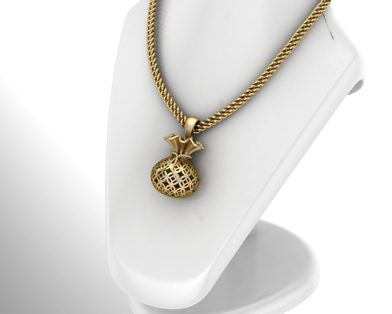Gold Money Bag Pendant 3D print model 3D print model_7