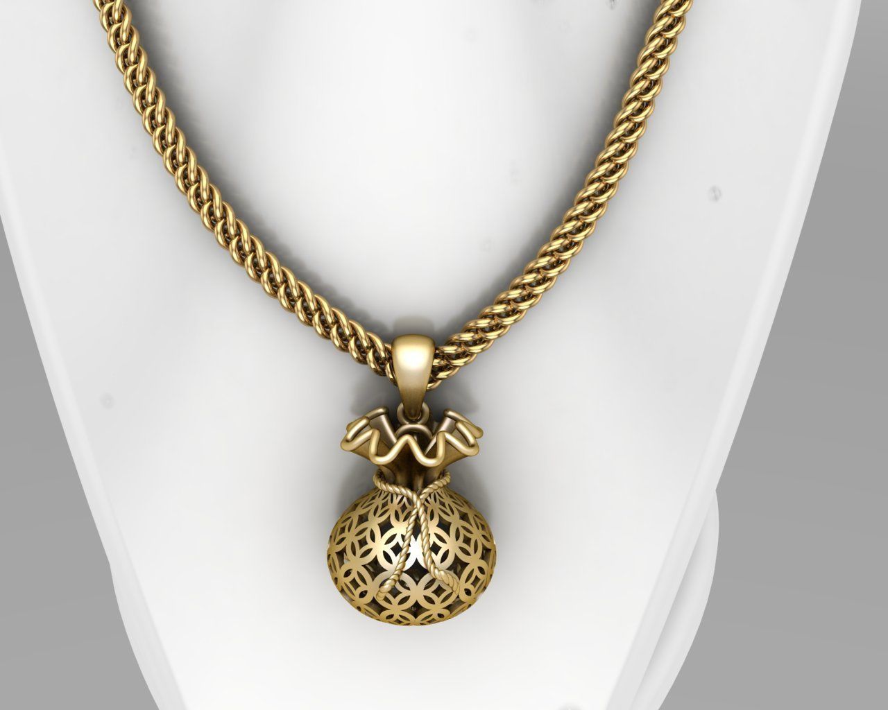 Gold Money Bag Pendant 3D print model 3D print model_3