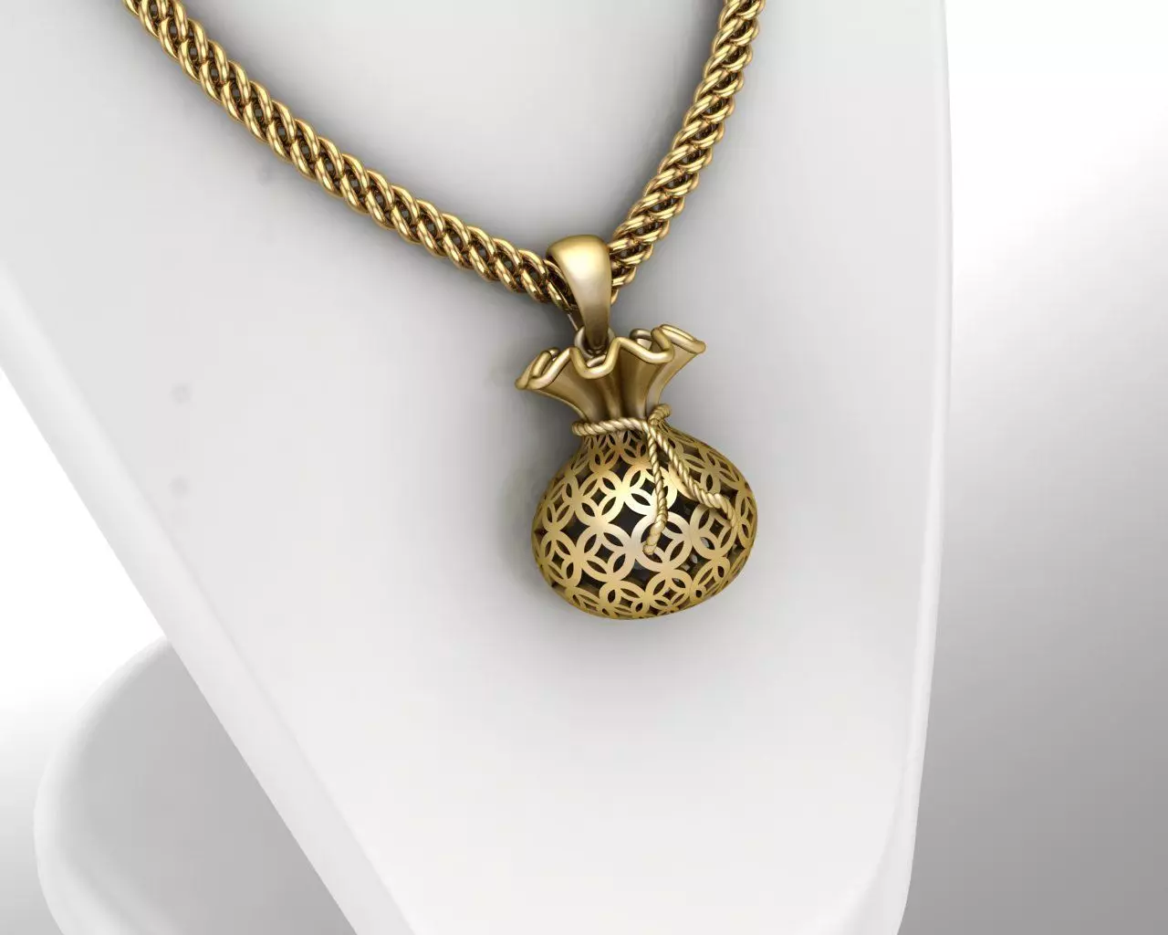 Gold Money Bag Pendant 3D print model 3D print model_0