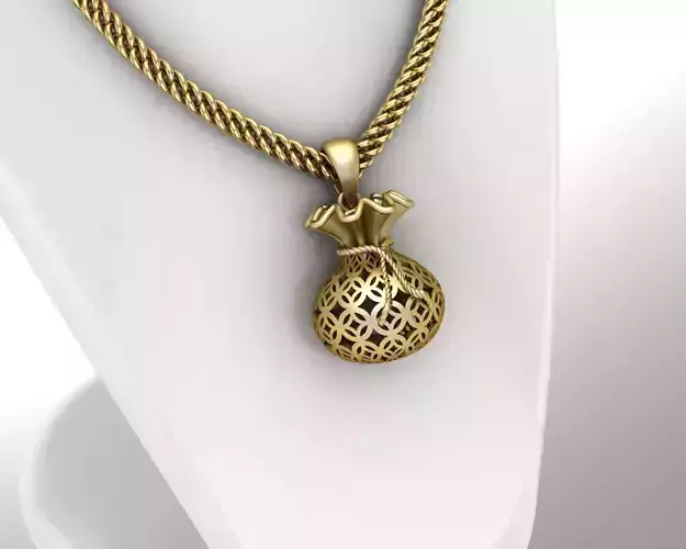 Gold Money Bag Pendant 3D print model 3D print model