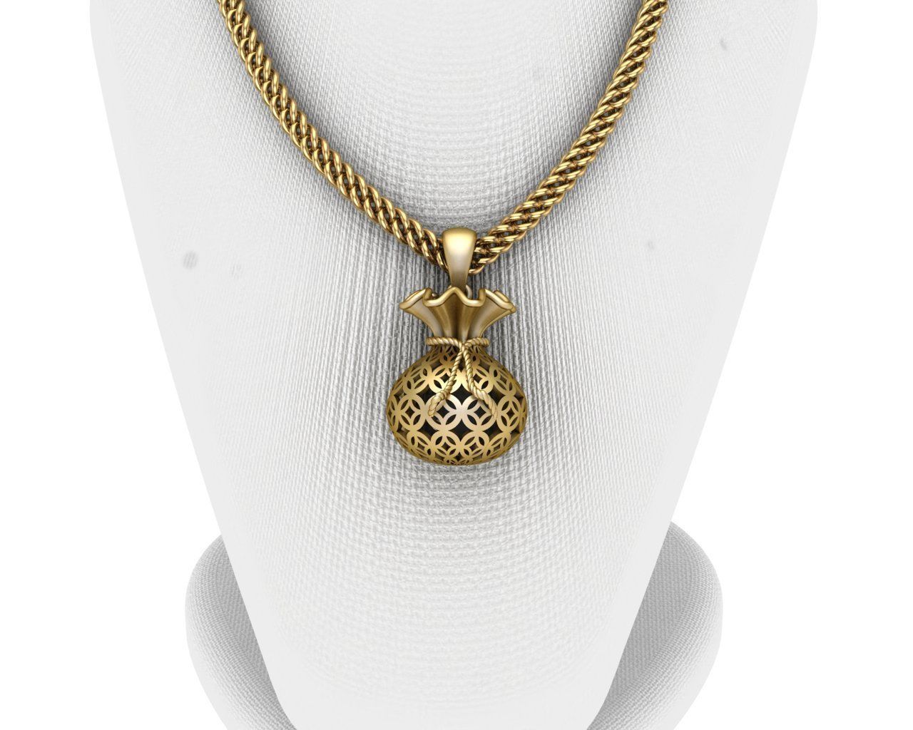 Gold Money Bag Pendant 3D print model 3D print model_5