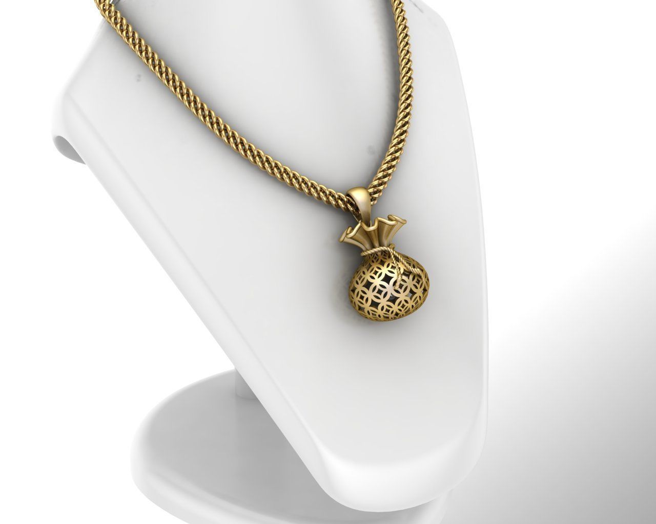 Gold Money Bag Pendant 3D print model 3D print model_4