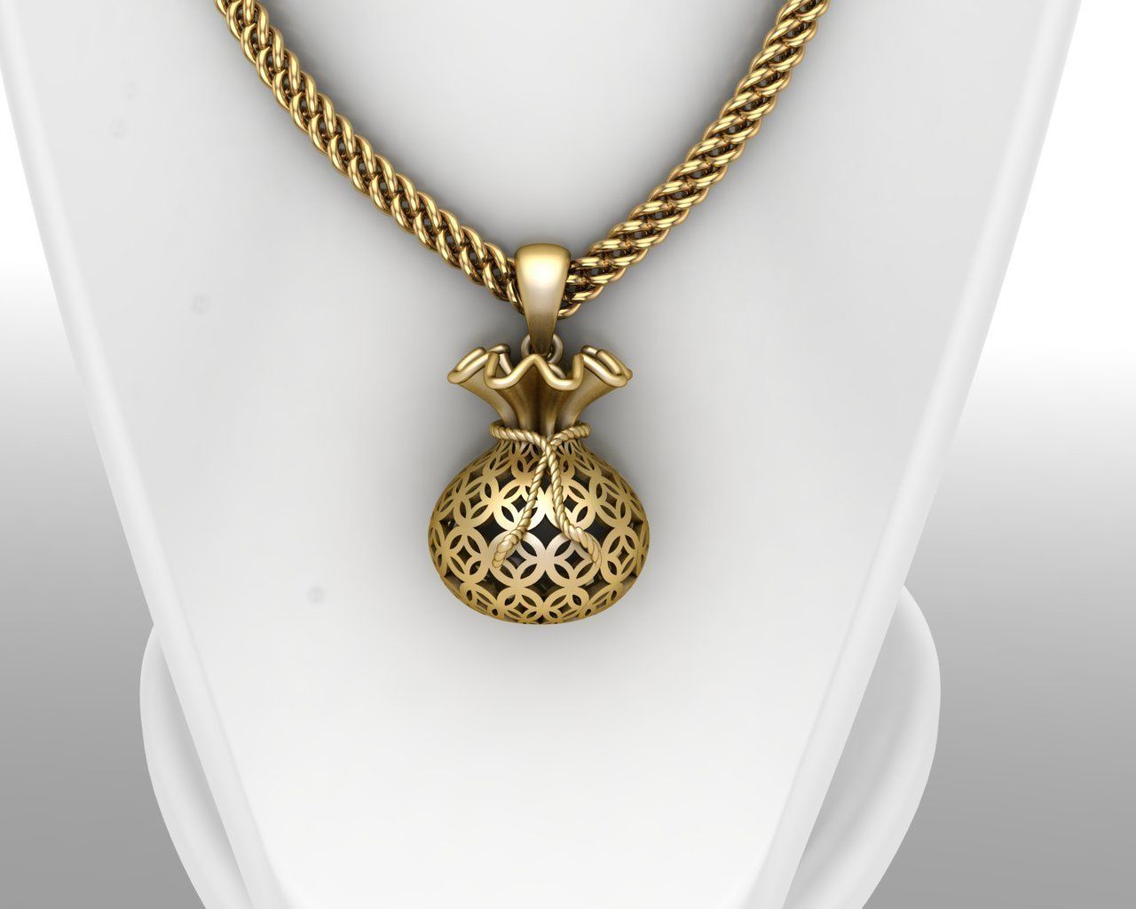 Gold Money Bag Pendant 3D print model 3D print model_6