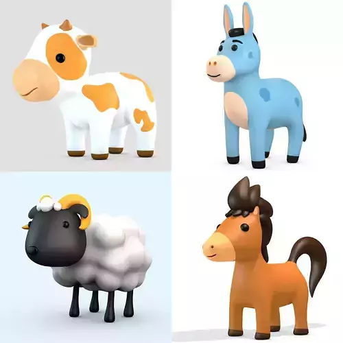 Cartoon Farm Animals Pack Collection 