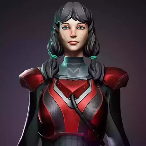 Stylized woman soldier  Low-poly 3D model