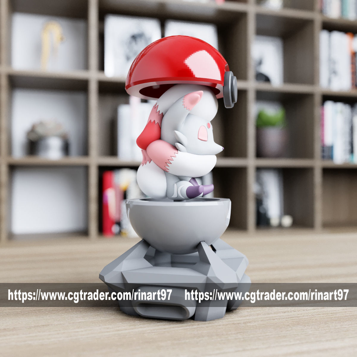 Zorua Hisuian in pokeball from pokemon 3D print model_4