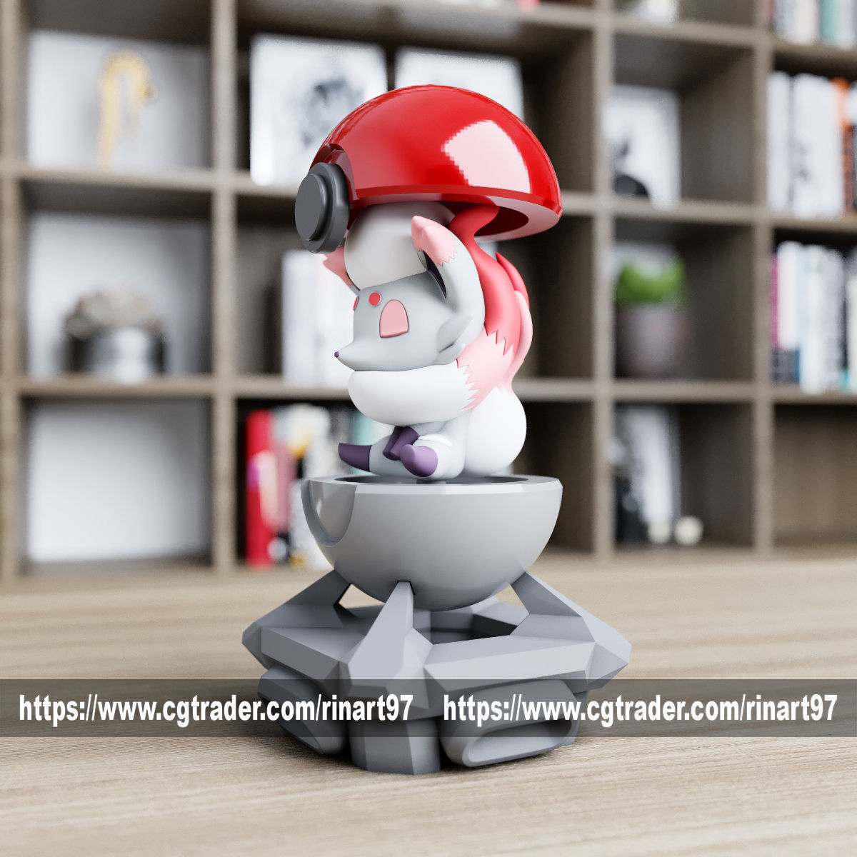 Zorua Hisuian in pokeball from pokemon 3D print model_7