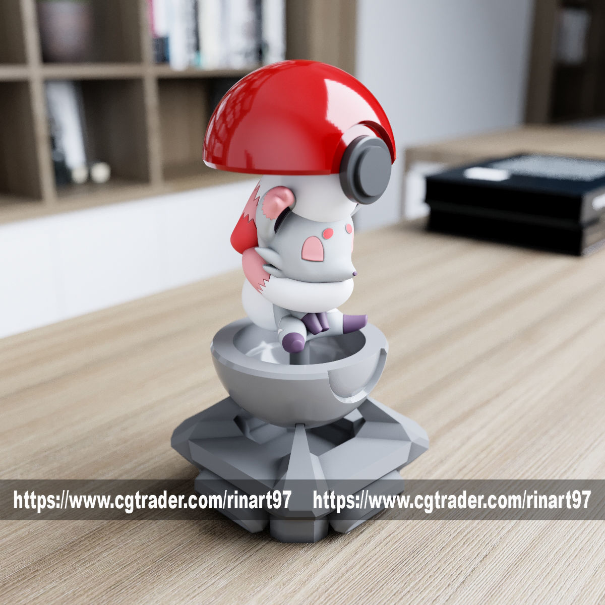 Zorua Hisuian in pokeball from pokemon 3D print model_8