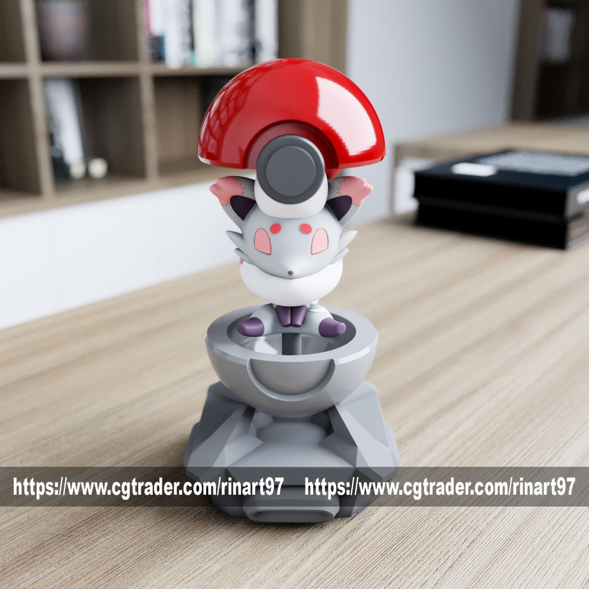 Zorua Hisuian in pokeball from pokemon 3D print model_9