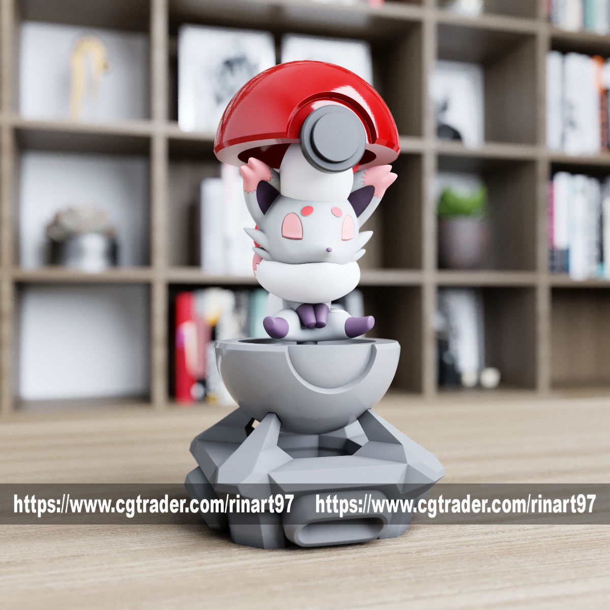 Zorua Hisuian in pokeball from pokemon 3D print model_1