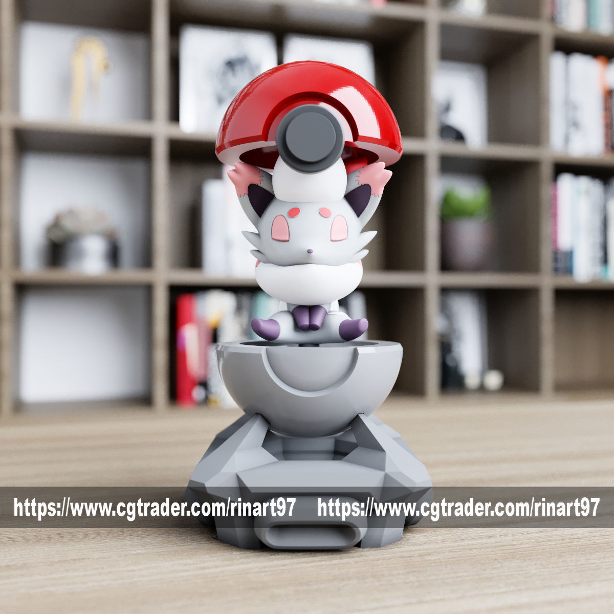 Zorua Hisuian in pokeball from pokemon 3D print model_5