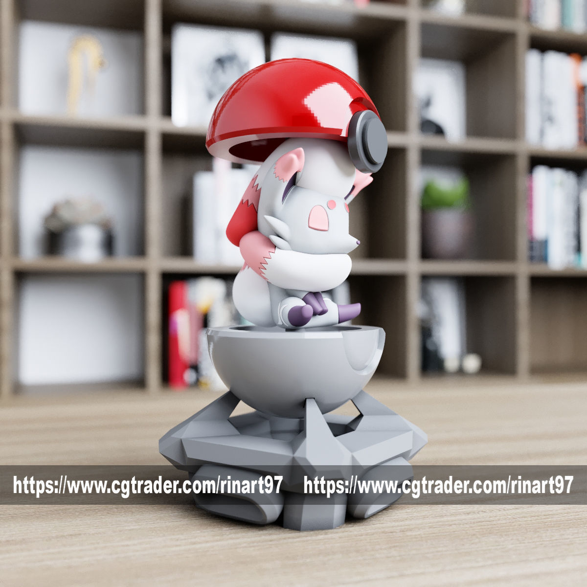 Zorua Hisuian in pokeball from pokemon 3D print model_3