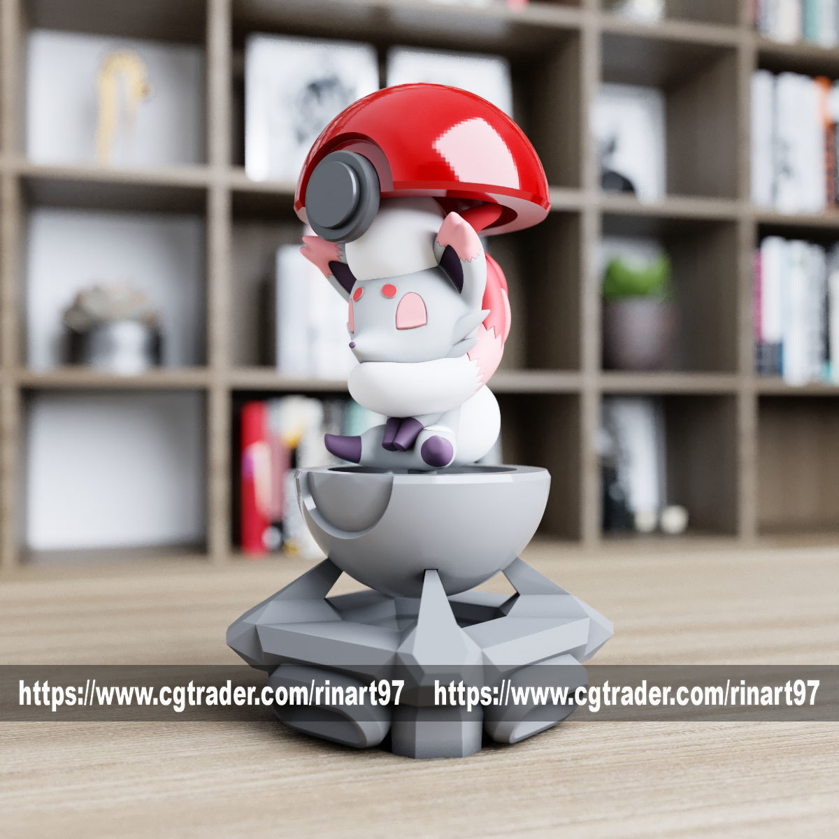 Zorua Hisuian in pokeball from pokemon 3D print model_6