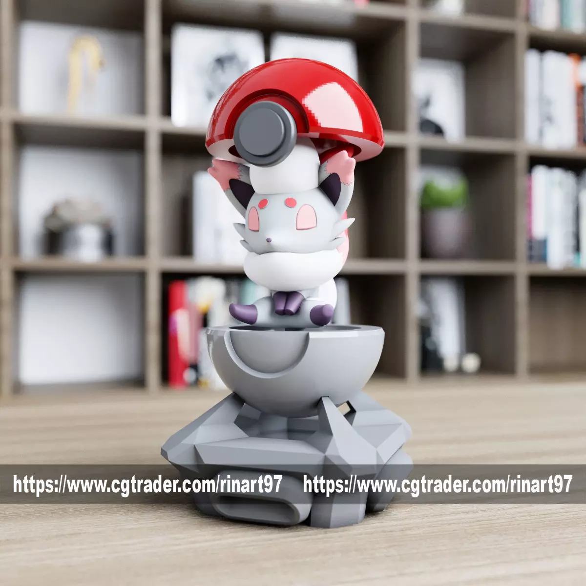 Zorua Hisuian in pokeball from pokemon 3D print model_0