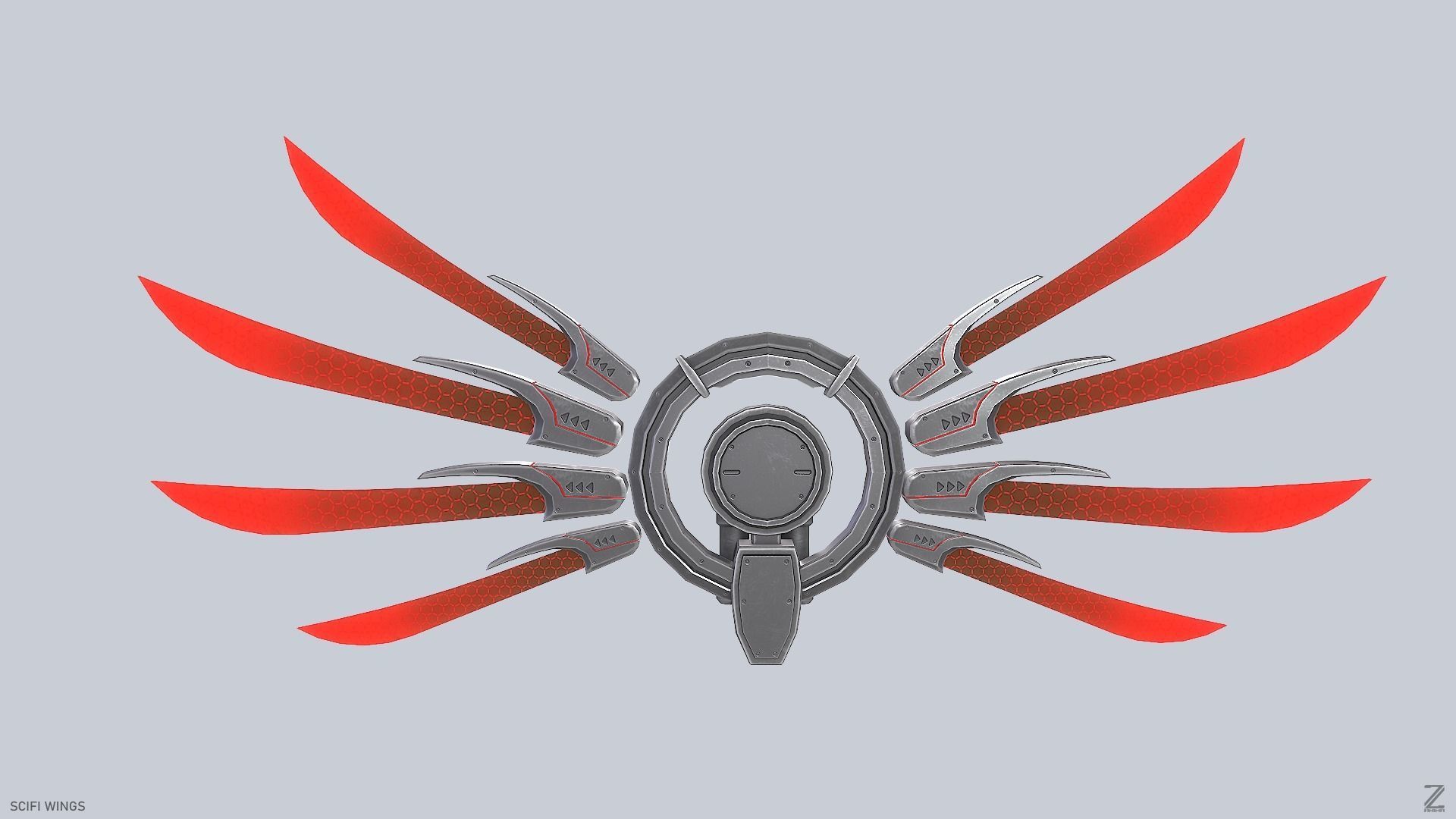 Sci fi wings Low-poly 3D model_8