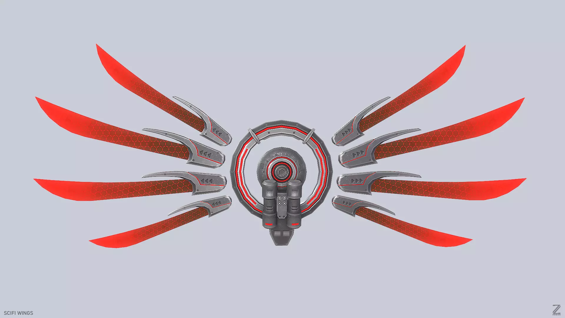 Sci fi wings Low-poly 3D model_0