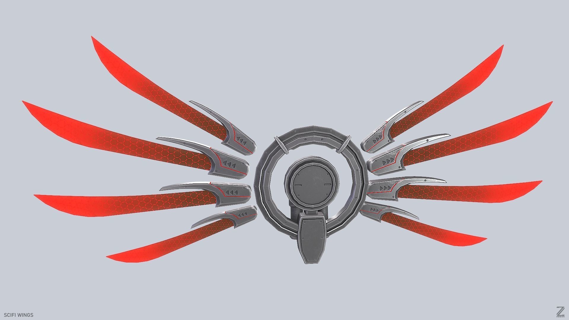 Sci fi wings Low-poly 3D model_6