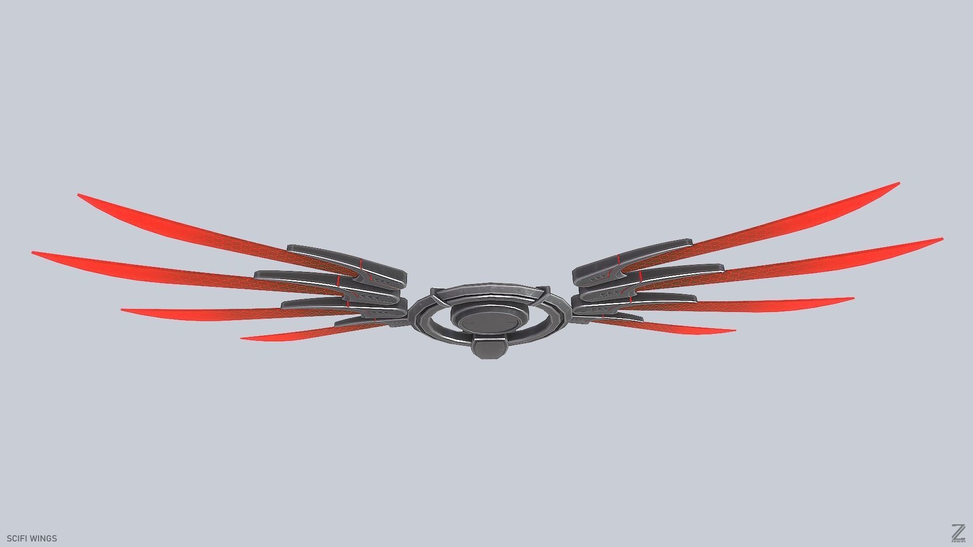 Sci fi wings Low-poly 3D model_7