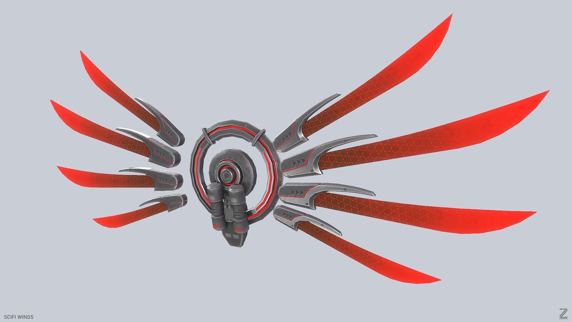 Sci fi wings Low-poly 3D model_2