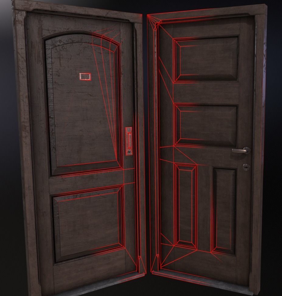 Old Doors Pack Low-poly 3D model_3