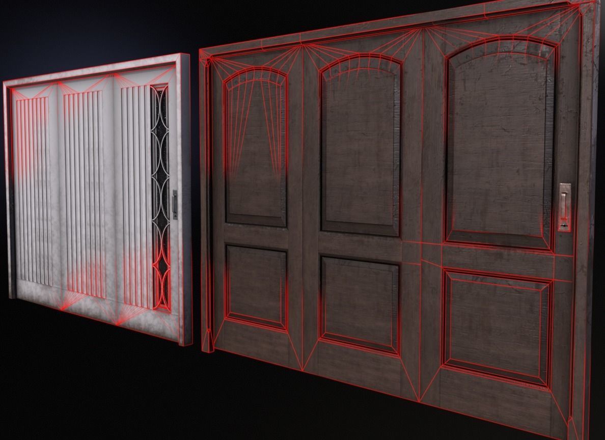 Old Doors Pack Low-poly 3D model_7