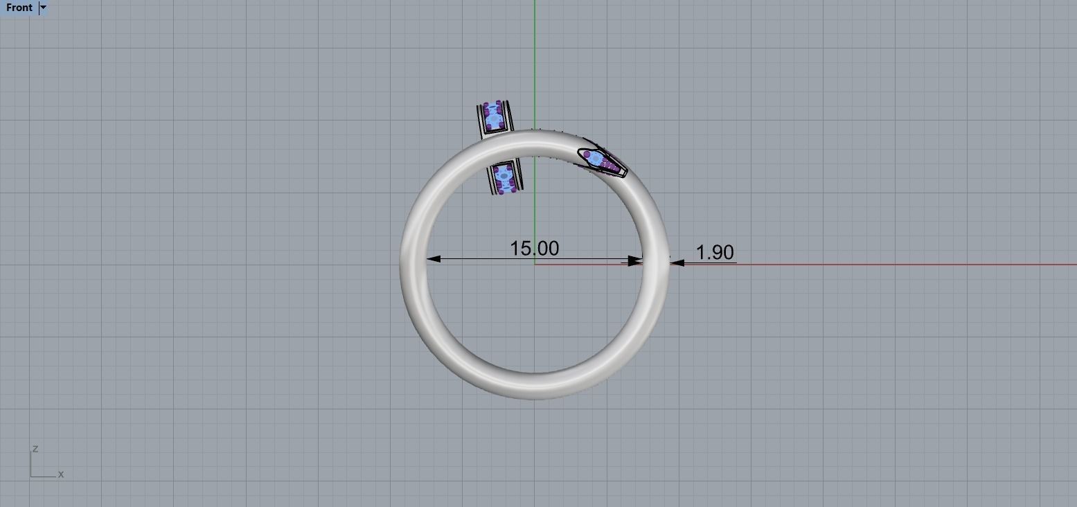 Juste un Clou ring double 15 Size N167 3D print model_5