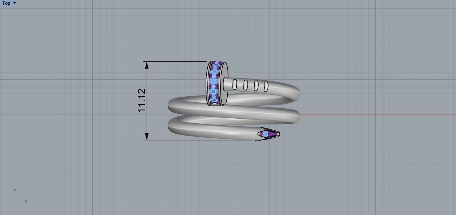 Juste un Clou ring double 15 Size N167 3D print model_6