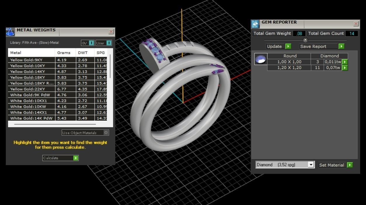 Juste un Clou ring double 15 Size N167 3D print model_7