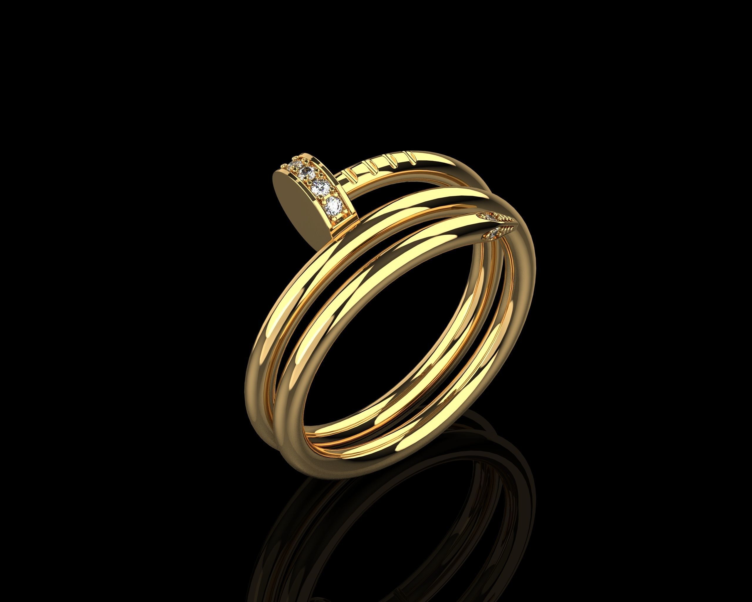 Juste un Clou ring double 17 Size N169 3D print model_1