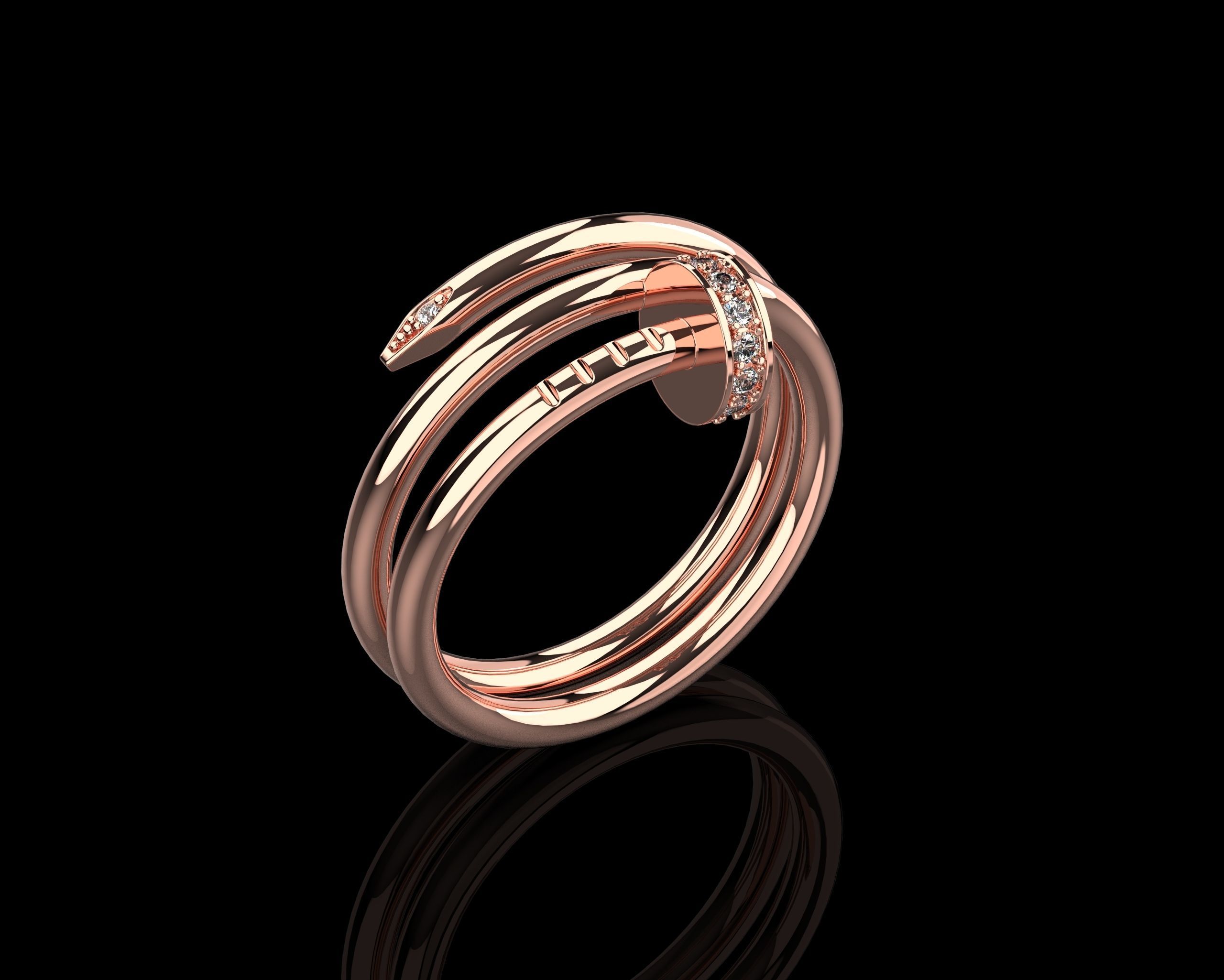 Juste un Clou ring double 17 Size N169 3D print model_14