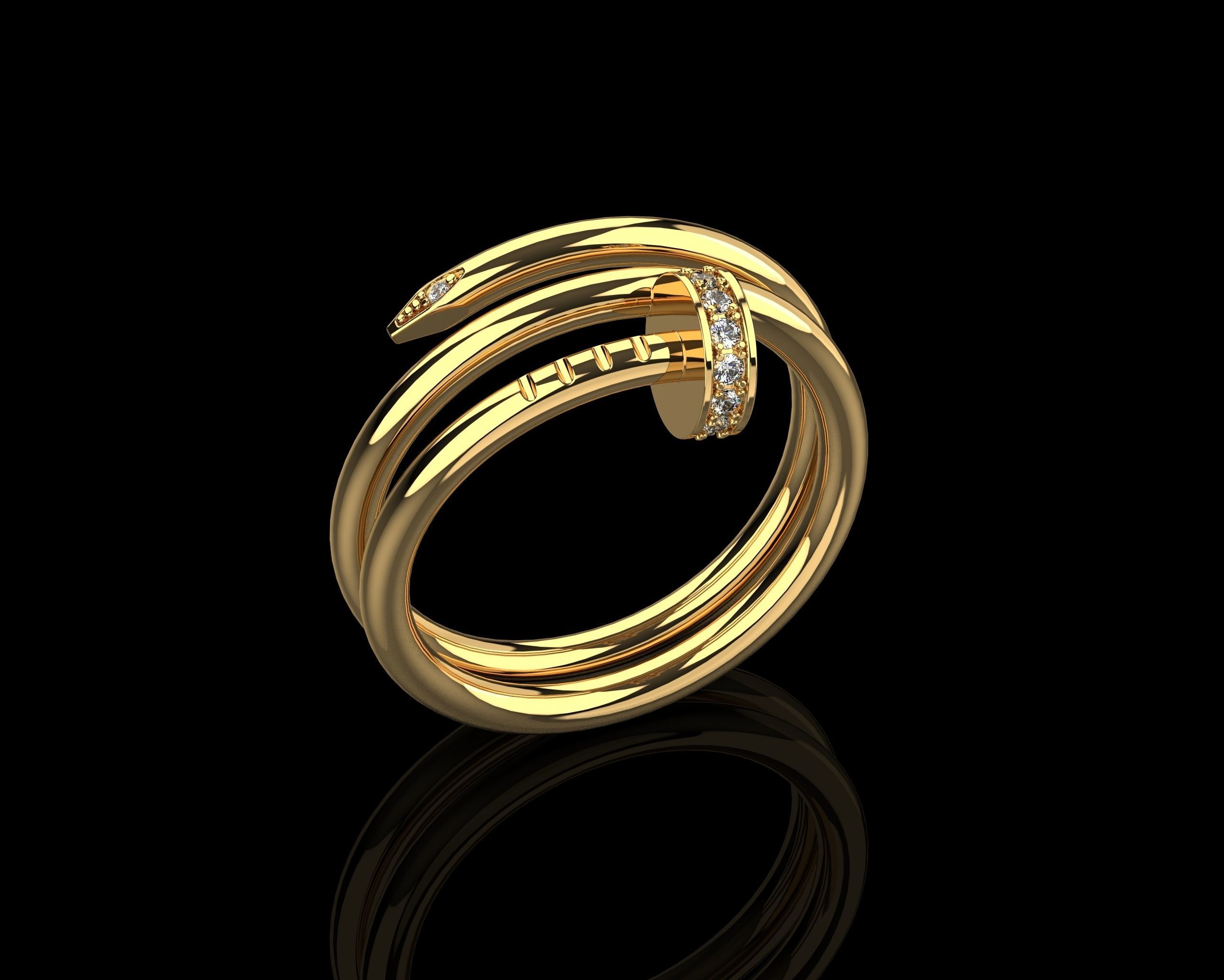 Juste un Clou ring double 17 Size N169 3D print model_5