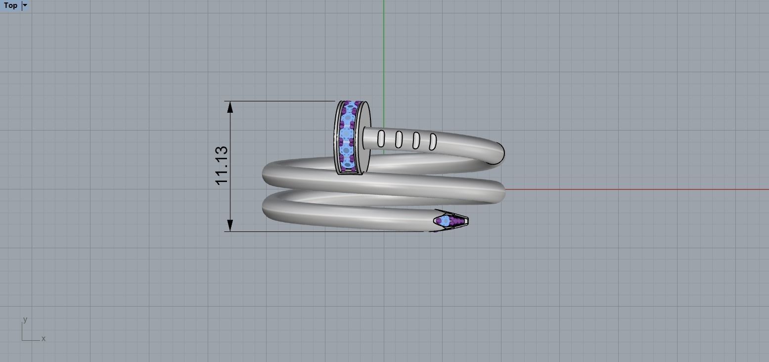 Juste un Clou ring double 17 Size N169 3D print model_8