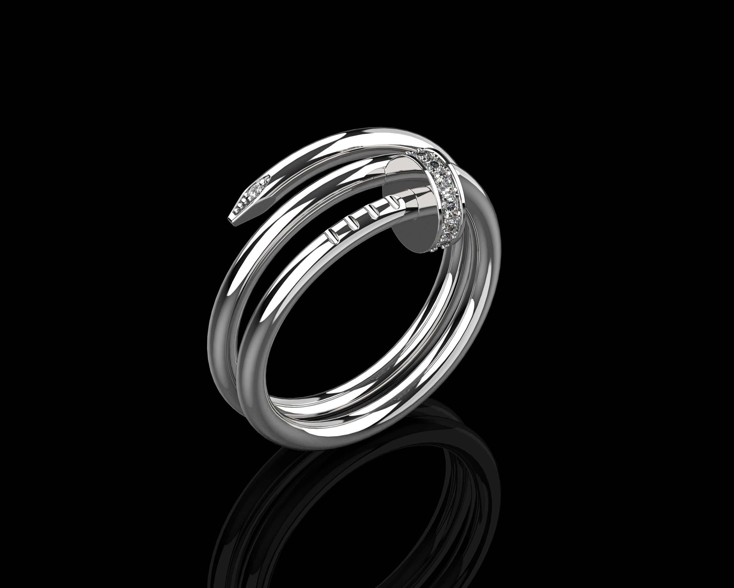 Juste un Clou ring double 17 Size N169 3D print model_18
