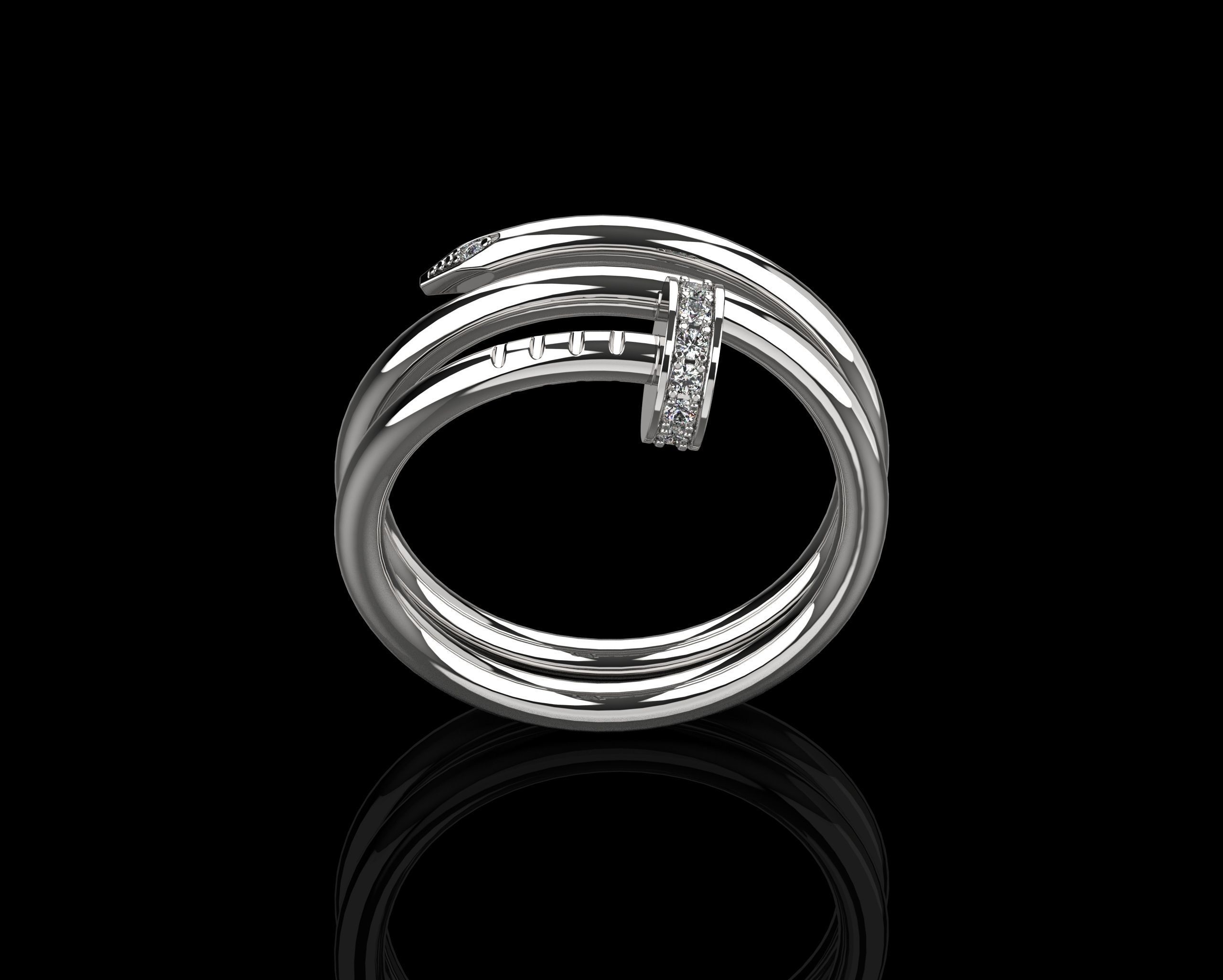 Juste un Clou ring double 17 Size N169 3D print model_19