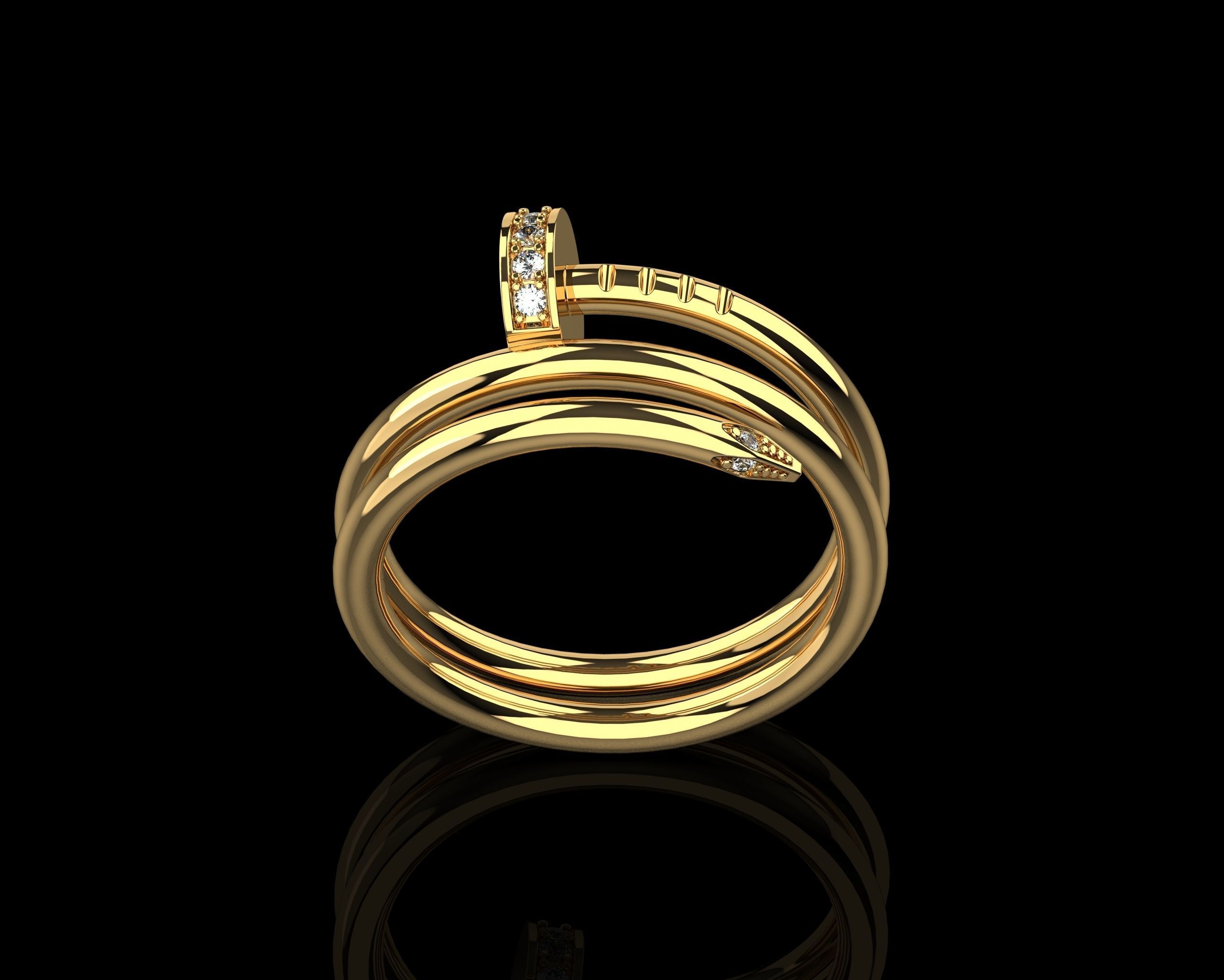 Juste un Clou ring double 17 Size N169 3D print model_2