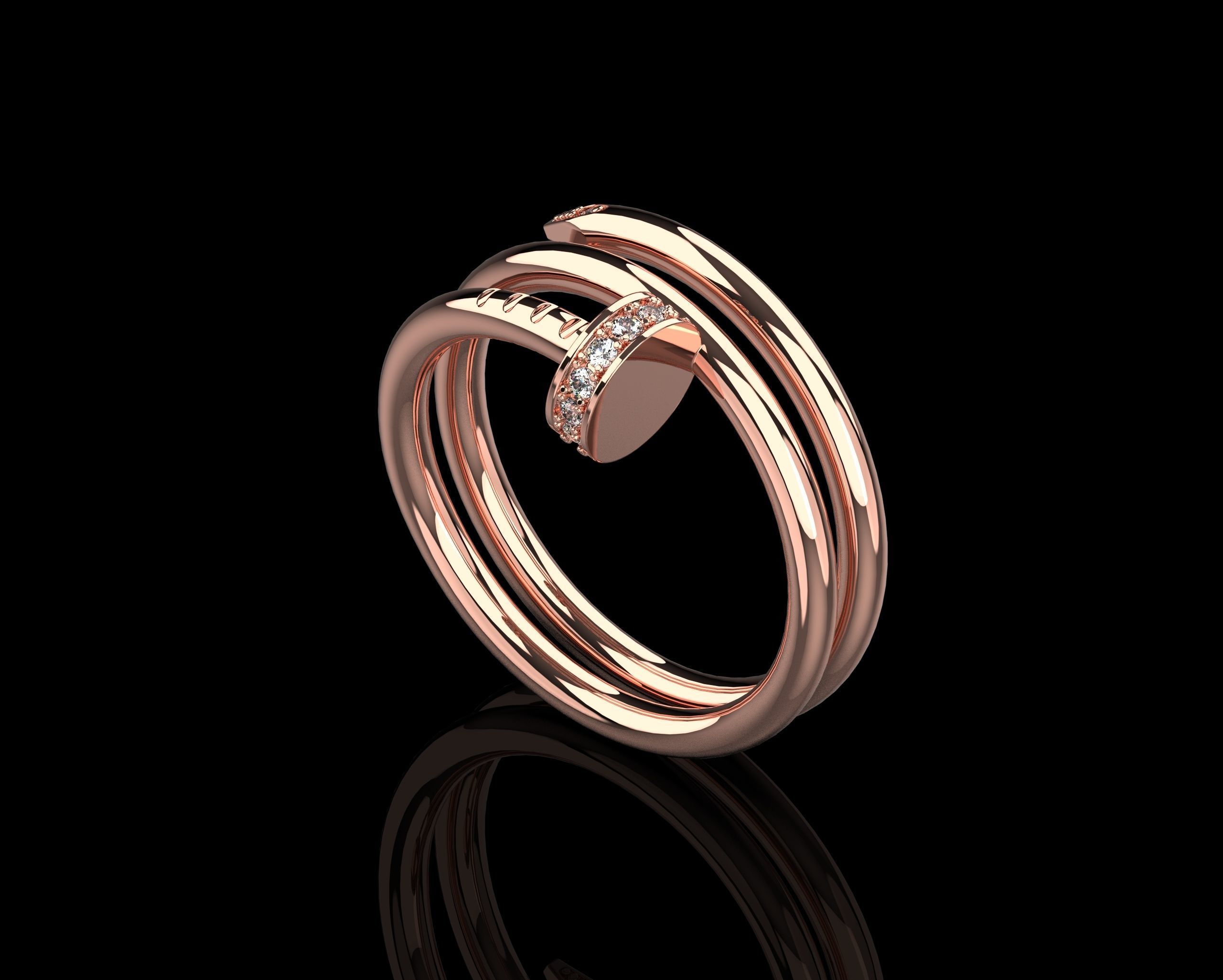 Juste un Clou ring double 17 Size N169 3D print model_16
