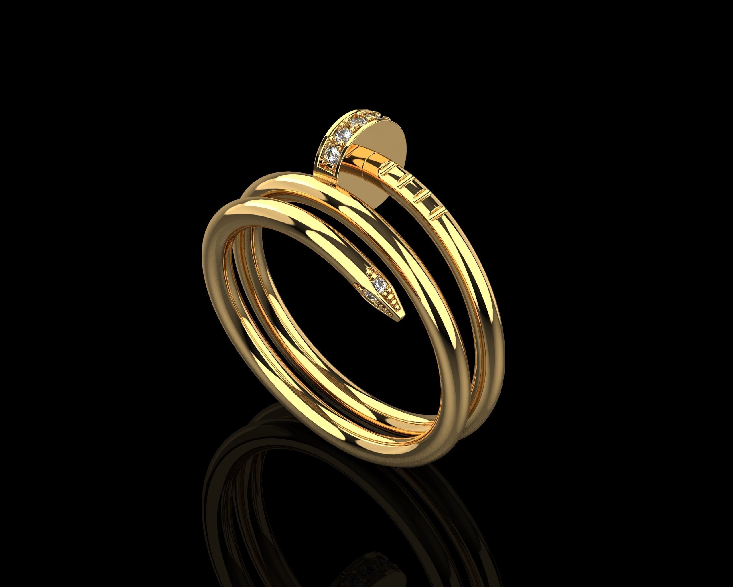Juste un Clou ring double 17 Size N169 3D print model_3