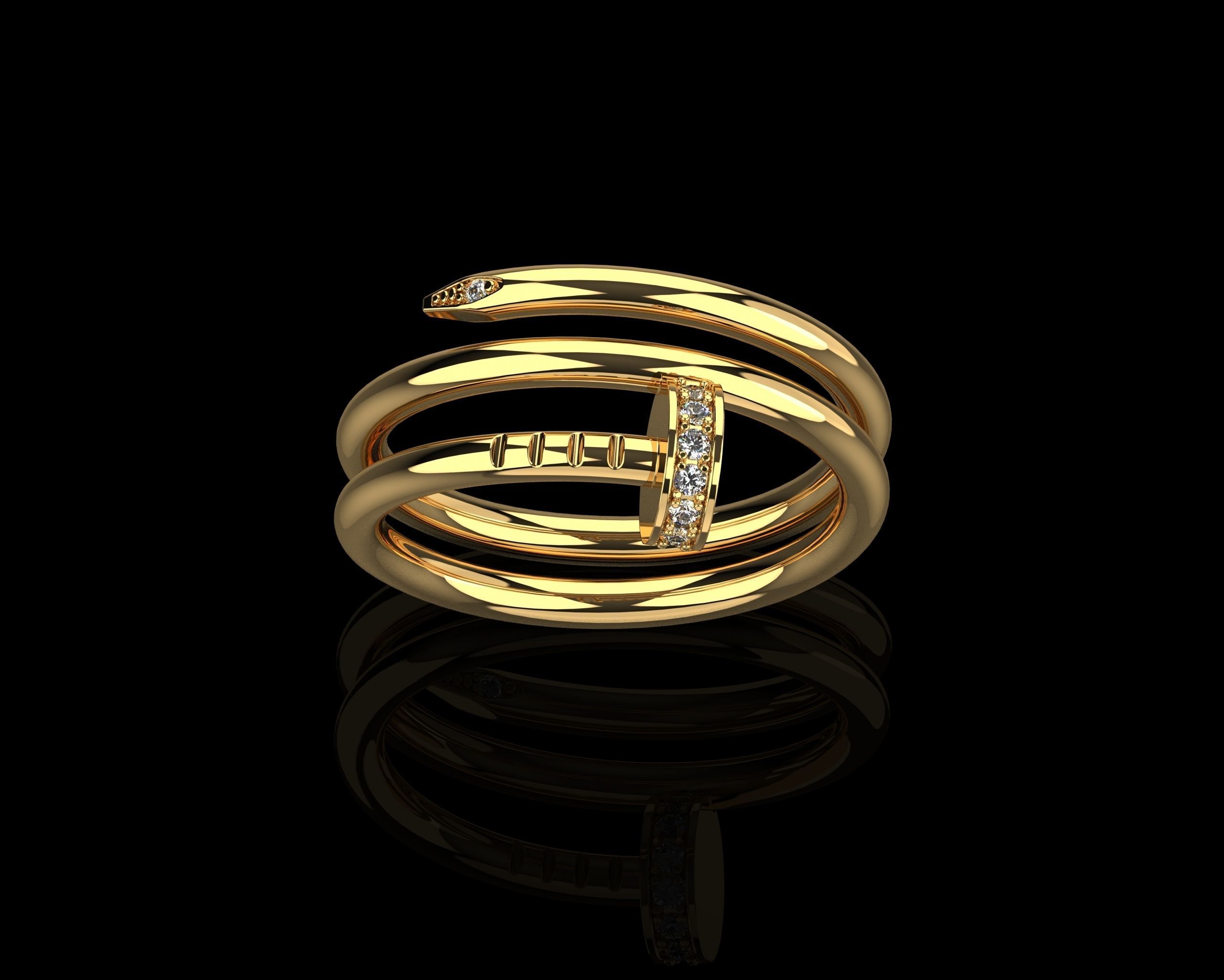 Juste un Clou ring double 17 Size N169 3D print model_6