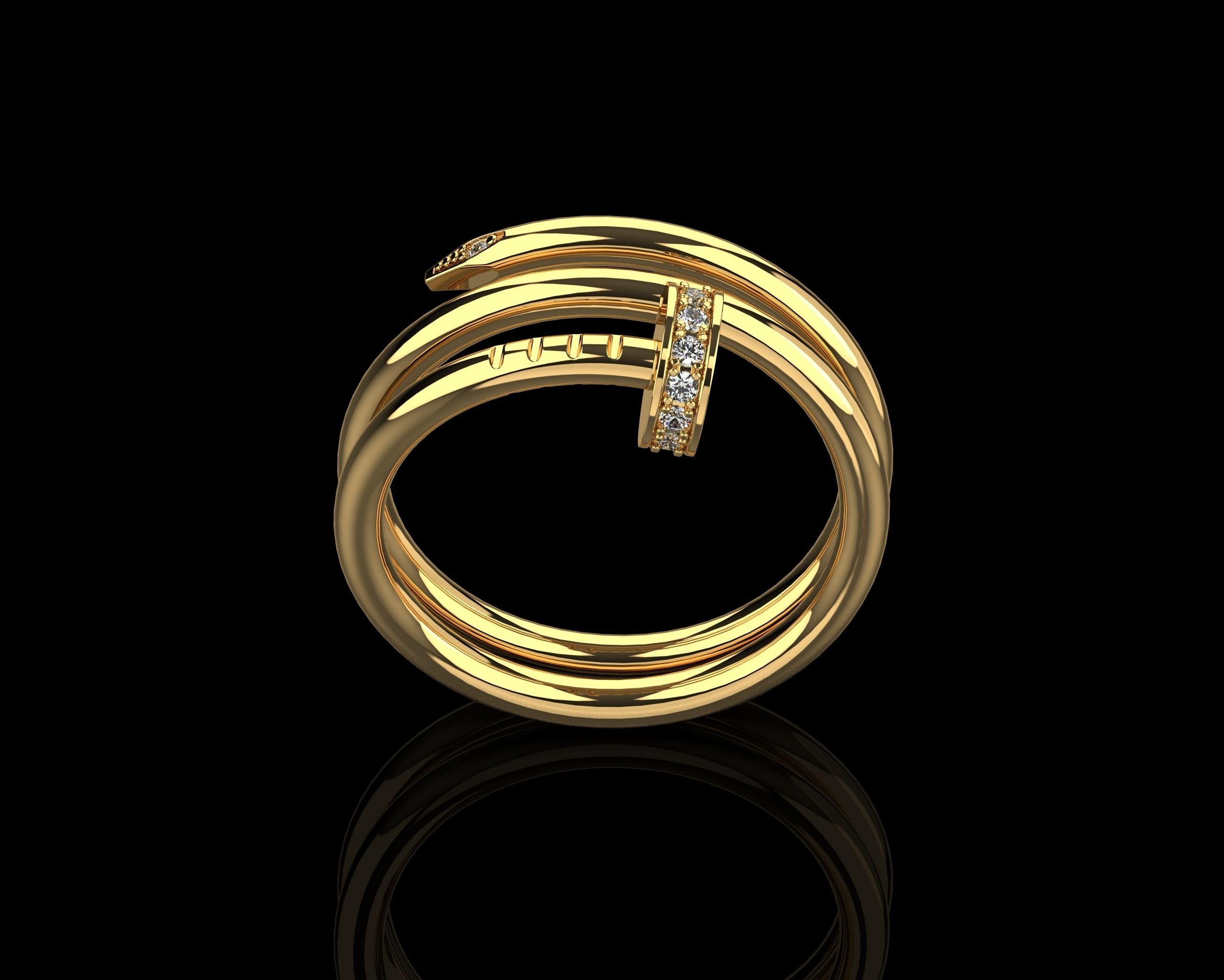 Juste un Clou ring double 17 Size N169 3D print model_4