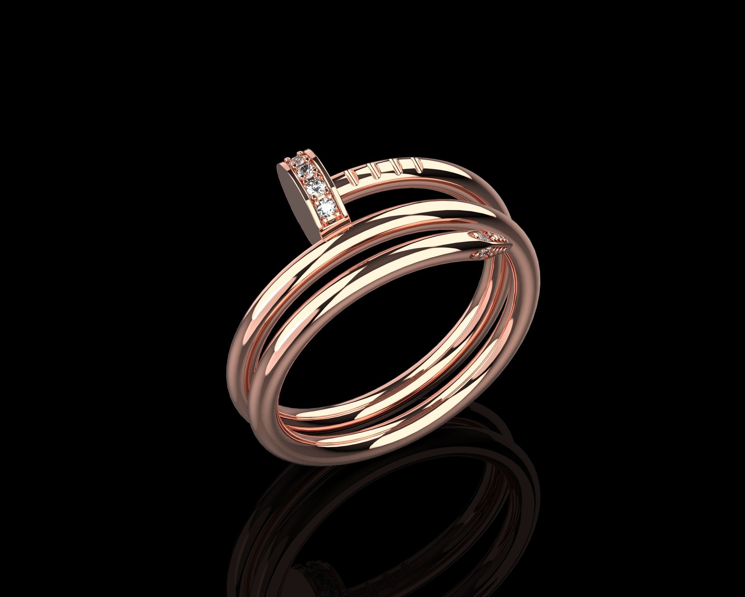 Juste un Clou ring double 17 Size N169 3D print model_11