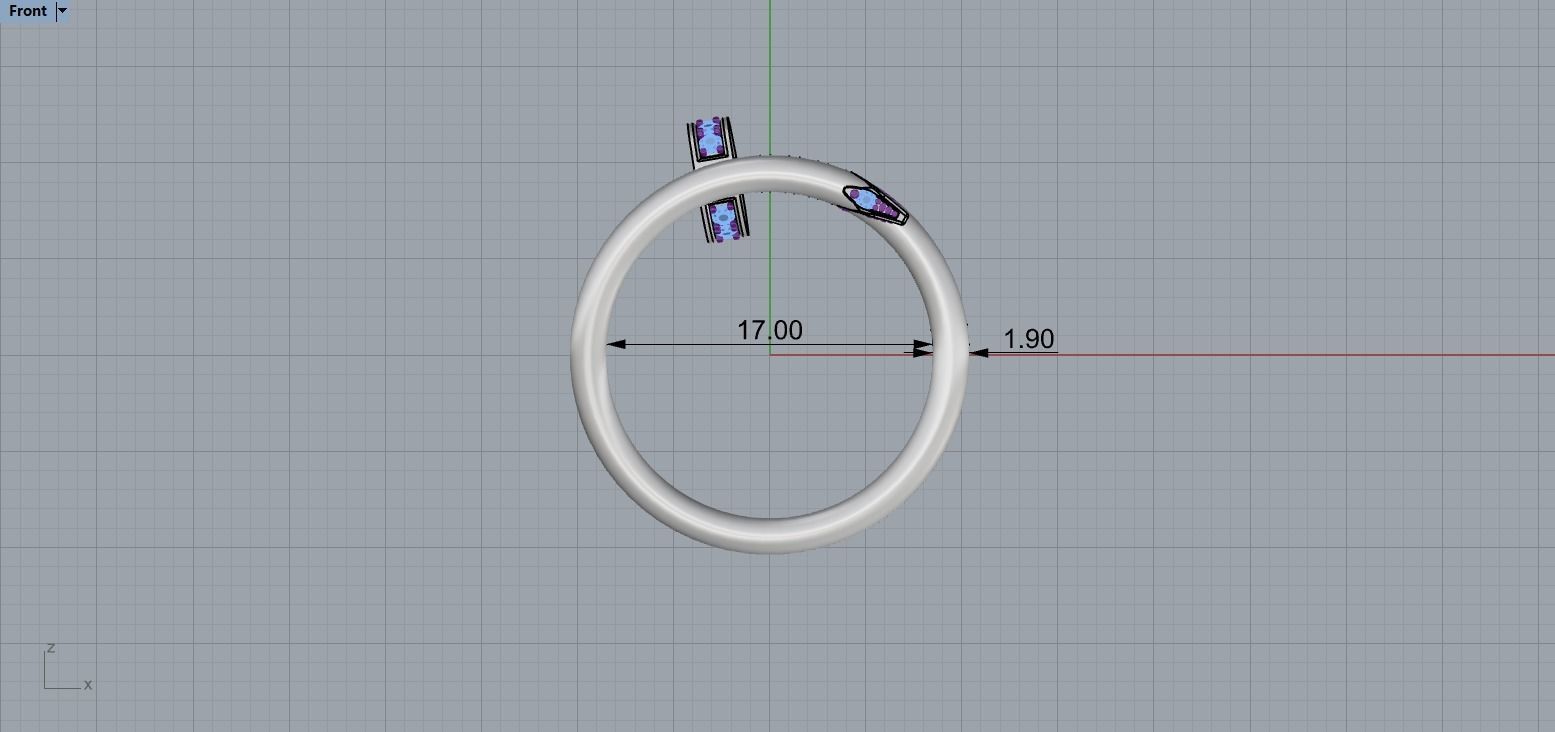Juste un Clou ring double 17 Size N169 3D print model_7