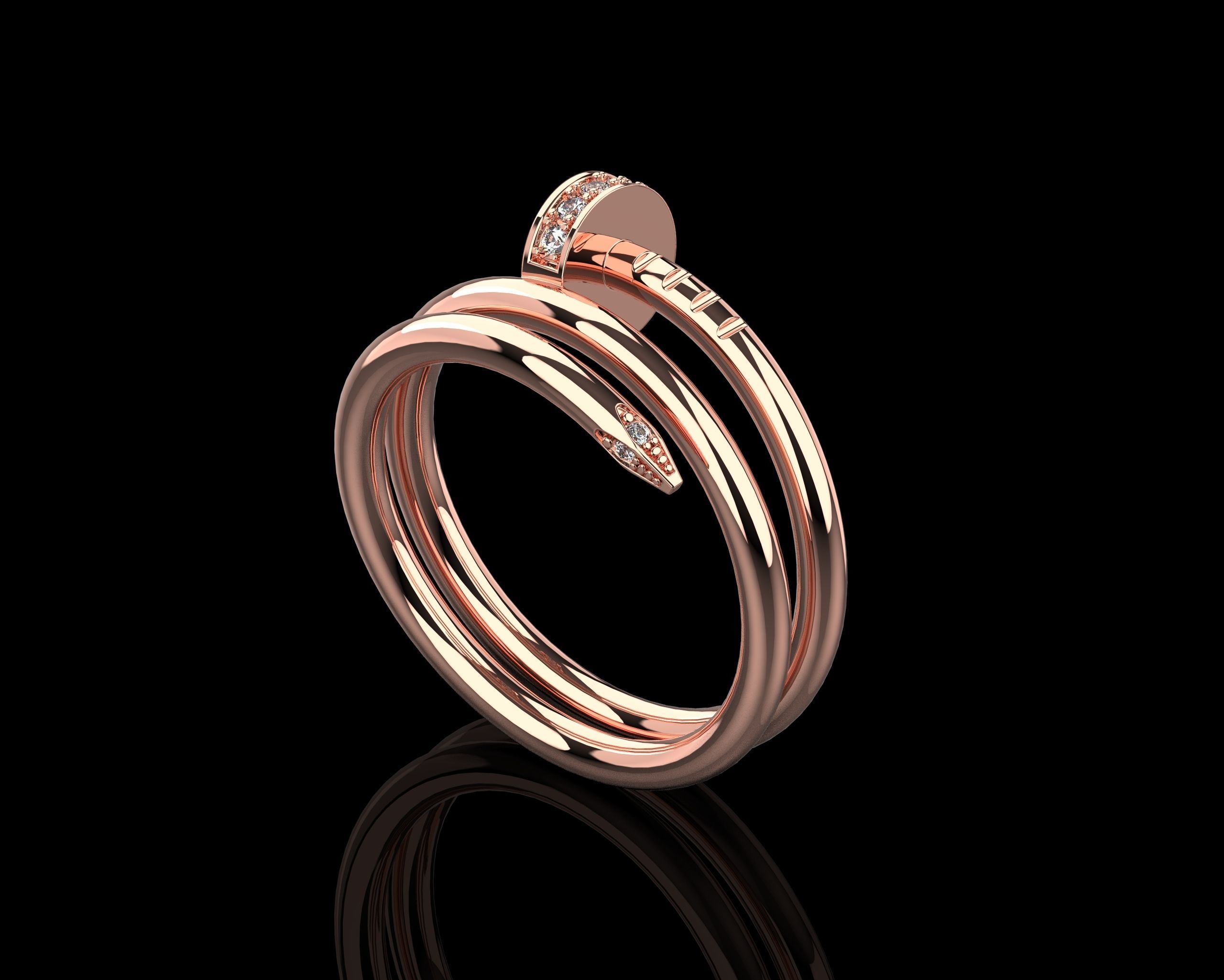 Juste un Clou ring double 17 Size N169 3D print model_13