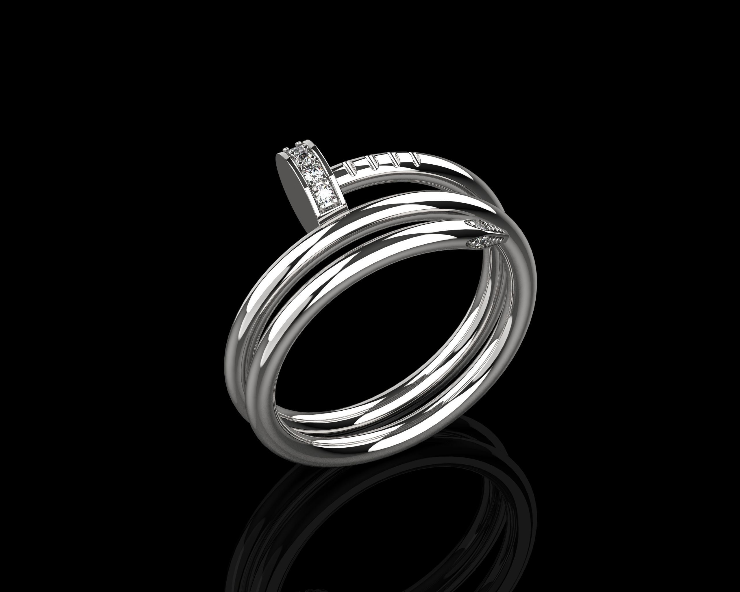 Juste un Clou ring double 17 Size N169 3D print model_21