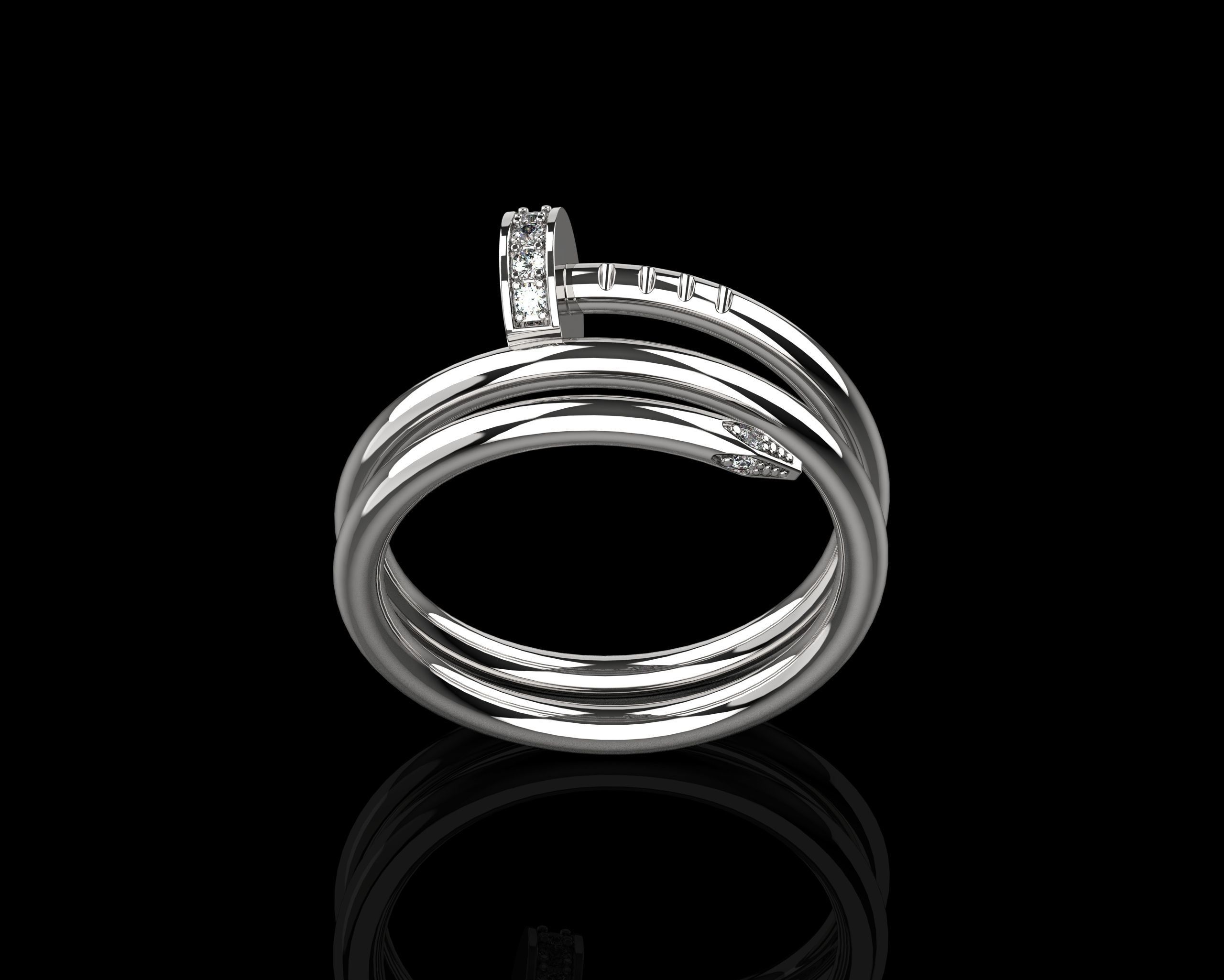 Juste un Clou ring double 17 Size N169 3D print model_22