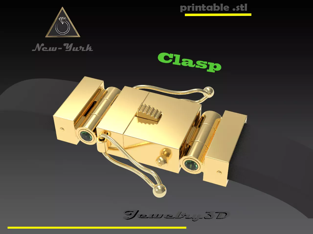 Printable clasp-box for bracelet  12mm STL  3D print model_0